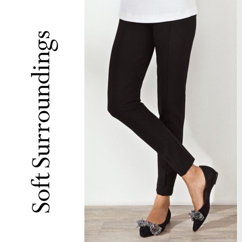 Soft Surroundings, Ponte Knit Seamed‎ Leggings Pants, Tall Large, Black